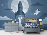 Traditional Kids Wallpaper – Space Rocket & Astronaut Design for Nursery and Children’s Rooms