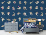 Kids Wall Murals Underwater Theme, Self-Adhesive Full Wall Wallpaper “Funny Sharks” Art Wall for Children’s Playroom 🦈💙