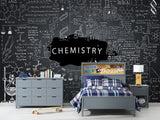 Peel and Stick Wall Mural Print for Office Science Theme Art Wall Kids Room Wallpaper Accent Wall “Chemistry and Formulas” Design for Classroom School Design Idea