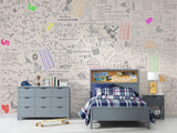 Accent wall Peel and stick wallpaper for kids’ room Bright highlighted formulas Calm background for learning Motivational print Wallpaper for living room or hall ✨