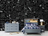 Brutal background Non-woven wallpaper for office Educational print for teen’s room Dark wall with mathematical formulas Full wall art Unique wallpaper ⚙️
