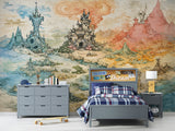 Peel and Stick Wall Mural “Fantasy Kingdom Map” –Wallpaper for Kids Room