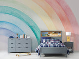 Non-Woven Wall Mural with Hand-Painted Rainbow for a Magical Children’s Room