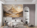 Non-Woven Wall Mural Castle on the Misty Mountain – Magical Kids Room Decor