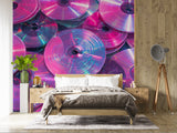close-up-vibrant-neon-pink-iridescent-compact-discs-retro-y2k-aesthetic-wallpaper