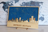 Detroit City Silhouette with World Map - Personalized