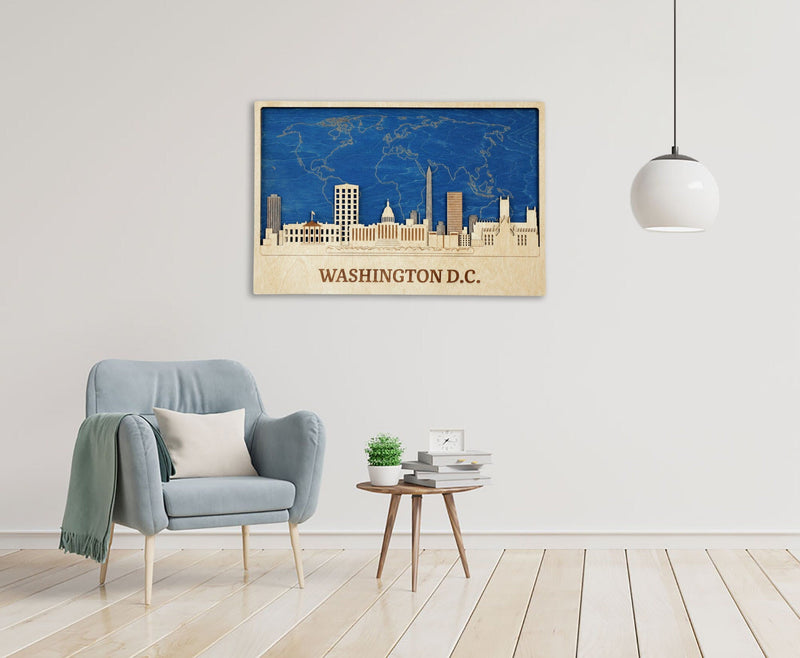 Washington Skyline Wall Art - Personalized Wood Decor