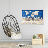 3D World Map Wood Wall Decor with Quotes