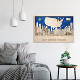 Rustic USA Map Wood Wall Hanging Decor - Personalized