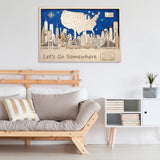 Rustic USA Map Wood Wall Hanging Decor - Personalized