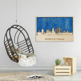 Warsaw 3D City Wooden Wall Art - Poland Skyline Travel Decor Gift