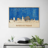 Warsaw 3D City Wooden Wall Art - Poland Skyline Travel Decor Gift