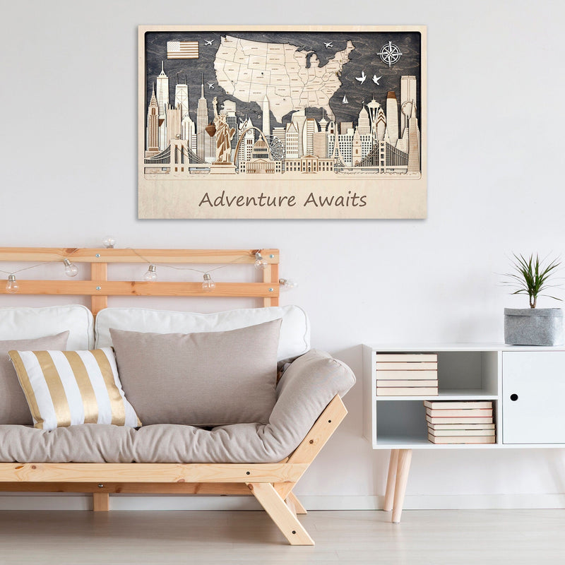 USA Push Pin Travel Map - Personalized Wall Art Gift