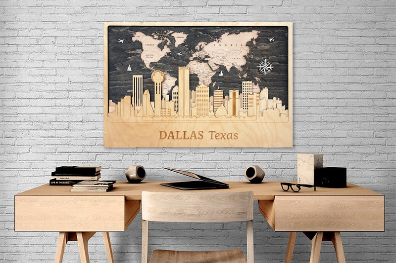  Dallas - Personalized Wooden Wall Map