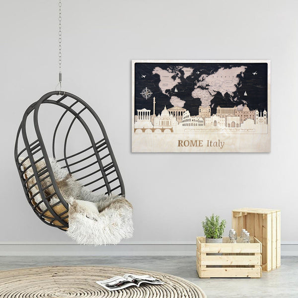 Rome City Skyline Wood Wall Art