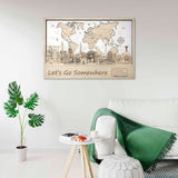 World Travel Map Wood Wall Art - Anniversary Gift for Couple