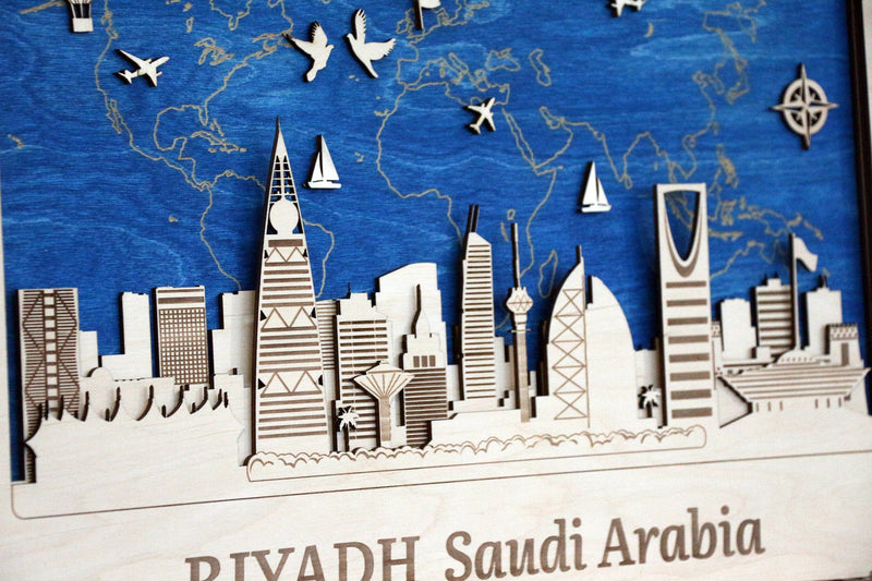 Riyadh Wooden City Skyline - Tourist Gift - Wall Decor