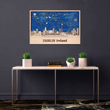 Dublin Wall Art - City with World Map