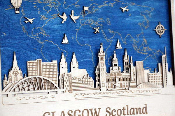 Personalized 3D Wood City Decor - Glasgow Skyline