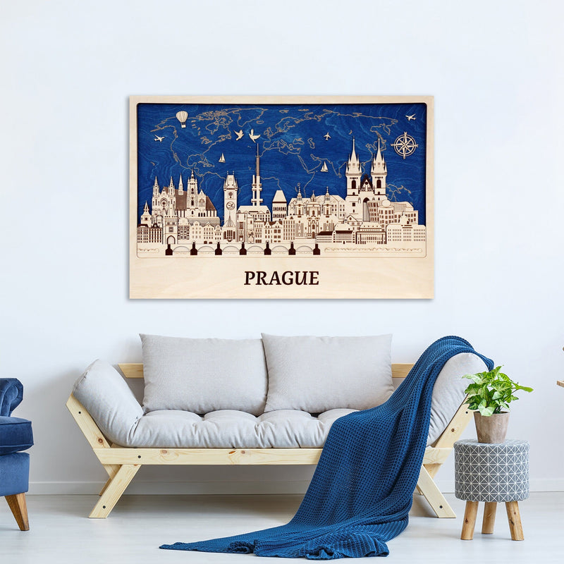 Prague Wood Wall Art Custom Couple Wedding Gift