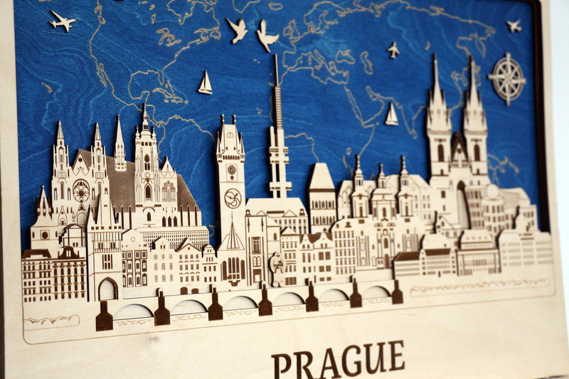 Prague Wall Art - Rustic Cityscape Wood Decor