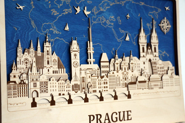 Prague Wood Wall Art Custom Couple Wedding Gift