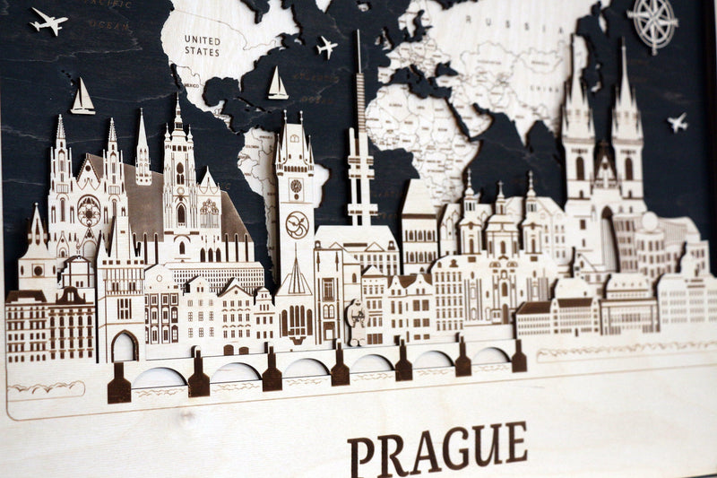 Prague Wall Art - Rustic Cityscape Wood Decor