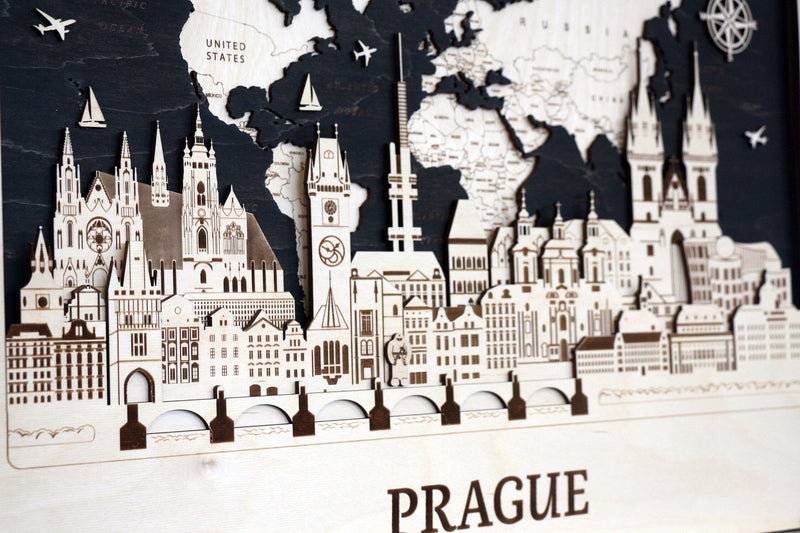 Prague Wood Wall Art Custom Couple Wedding Gift