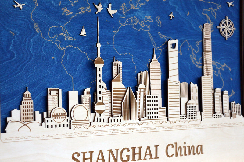 Shanghai City Skyline Wall Decor - Personalized