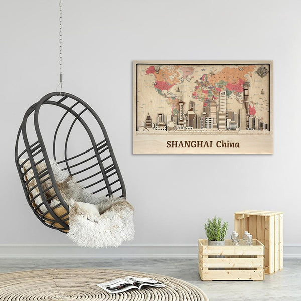 Shanghai City Skyline Wall Decor - Personalized