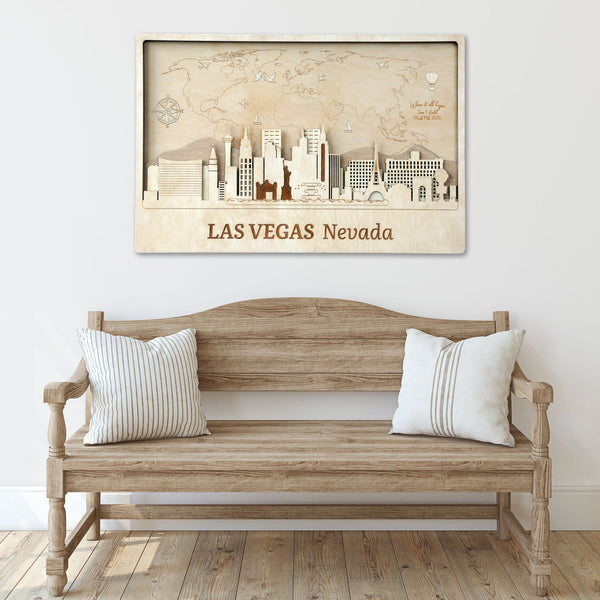 Las Vegas Skyline Wooden Wall Art Decor