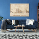 Milwaukee Skyline Push Pin Wood Wall Art - Custom Travel Decor