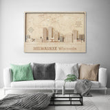 Milwaukee Skyline Push Pin Wood Wall Art - Custom Travel Decor