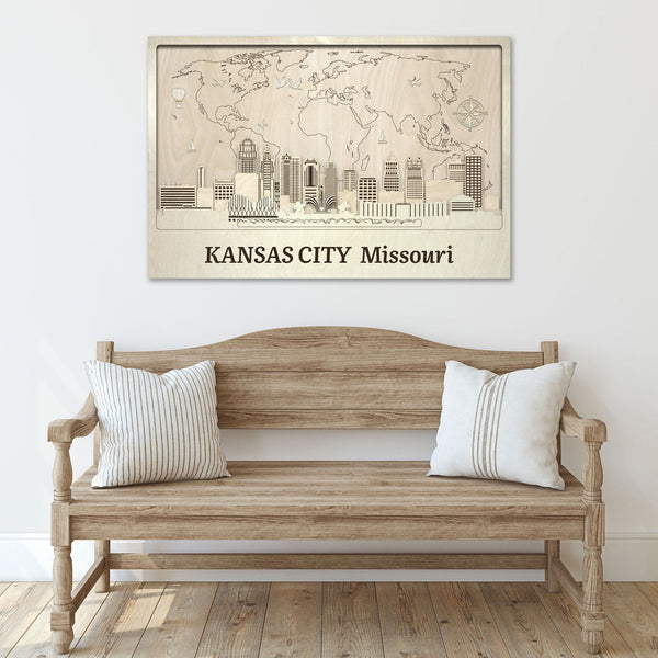 Kansas City 3D Skyline - Original Wood Wall Art