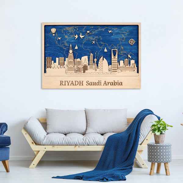 Riyadh Wooden City Skyline - Tourist Gift - Wall Decor