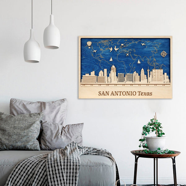 San Antonio Wall Art - Personalized Wood Decor