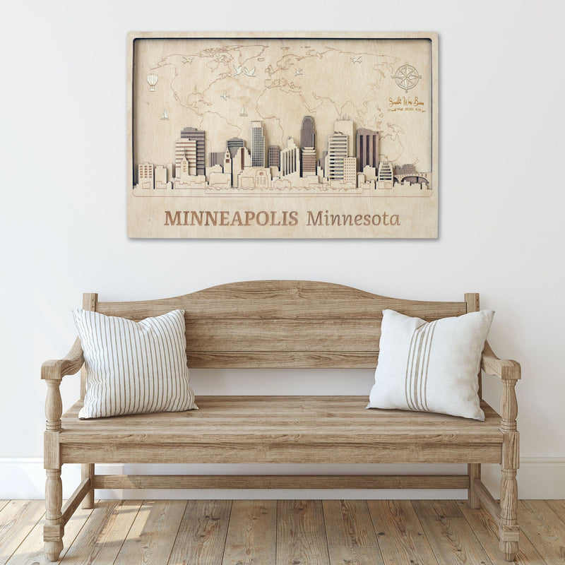 Minneapolis City Skyline Wall Decor - Housewarming Gift