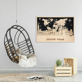 Gdansk Wood Wall Decor - Personalized Travel Map