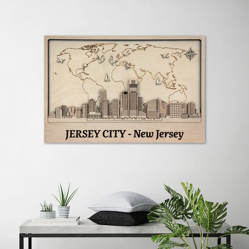 Jersey City Wooden Wall Art - Personalized Gift - Housewarming - Anniversary