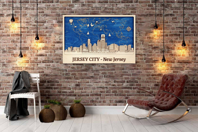 Jersey City Wooden Wall Art - Personalized Gift - Housewarming - Anniversary