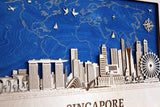 Singapore Wooden City Skyline - Personalized Wall Art - Travel Decor