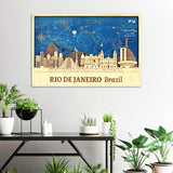 Rio de Janeiro Wooden City Skyline - Wall Art - Brazil Monuments