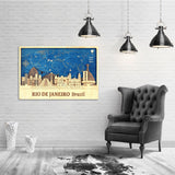 Rio de Janeiro Wooden City Skyline - Wall Art - Brazil Monuments