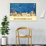 Rio de Janeiro Wooden City Skyline - Wall Art - Brazil Monuments