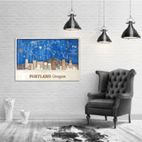 Portland Wooden City Skyline - Personalized Travel Gift - Wall Art