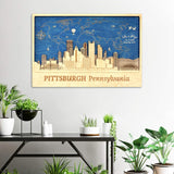 Pittsburgh Wooden City Poster - Custom Personalized Wall Art