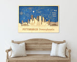 Pittsburgh Wooden City Poster - Custom Personalized Wall Art