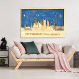 Pittsburgh Wooden City Poster - Custom Personalized Wall Art