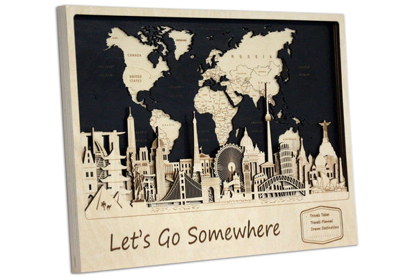 Wood Push Pin World Map - Personalized Travel Wall Decor