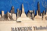 Thailand Wood Art Bangkok City Skyline Wall Decor - Custom Gift